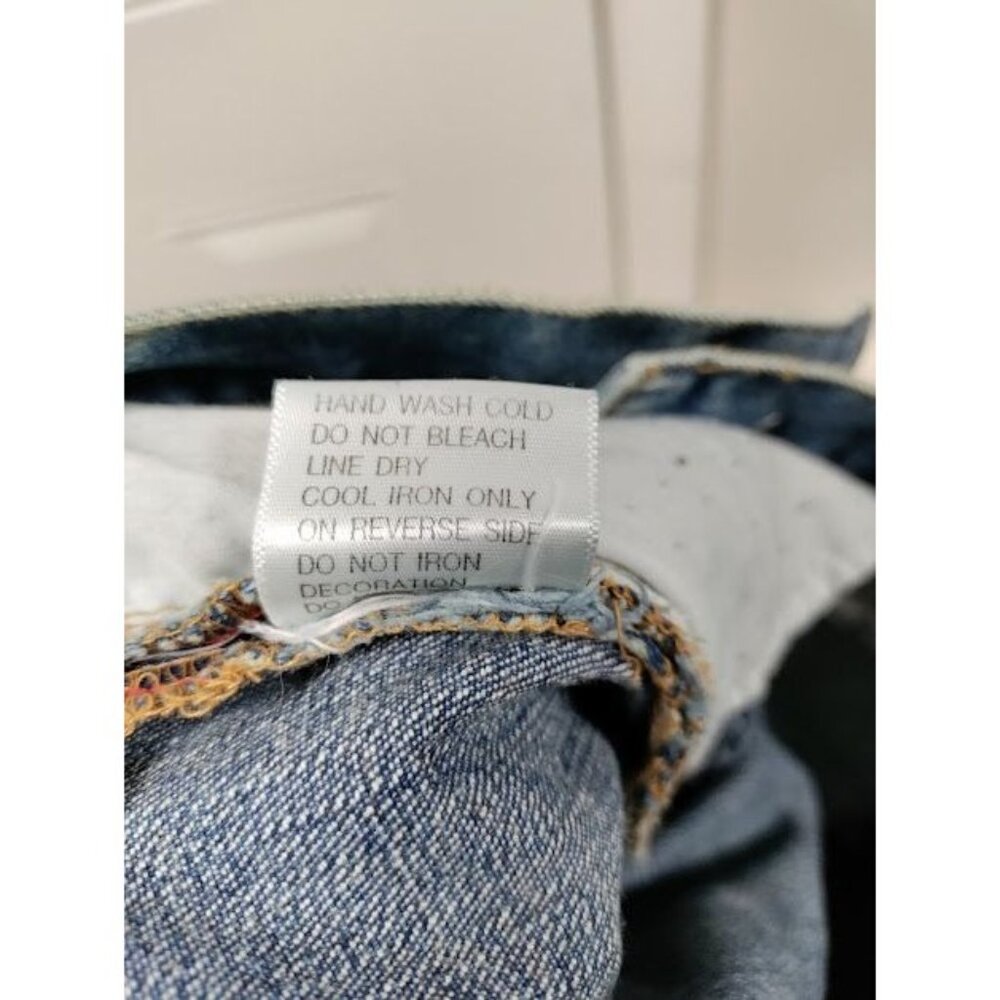 NWT Issue Pants Blue Denim Embroidered Beads Leg Straight Zip Fly Jeans Size 28 - Picture 14 of 16